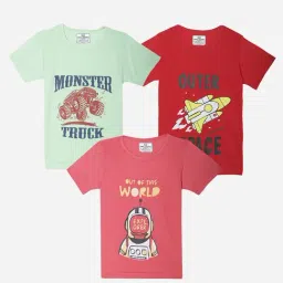 Vimal Jonney Girls Multicolor Printed T-Shirt (Pack Of 3)-picture-18