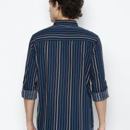 Forever 21 Navy Regular Fit Striped Shirts image 2