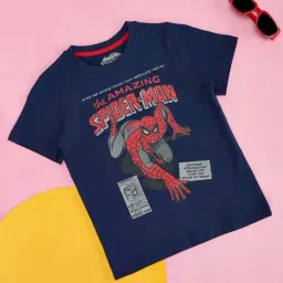 Pantaloons Junior Kids Navy Cotton Printed Spiderman T-Shirt-picture-40