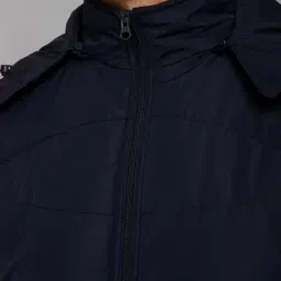 Cantabil Navy Regular Fit Hooded Jacket image 4