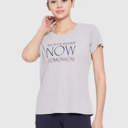 Clovia Grey Graphic Print Sports T-Shirt image 1