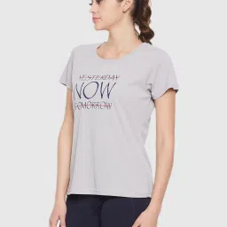 Clovia Grey Graphic Print Sports T-Shirt image 3