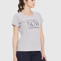 Clovia Grey Graphic Print Sports T-Shirt image 4