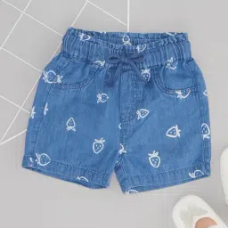 Pantaloons Baby Girls Blue Cotton Blend Printed Shorts-picture-16