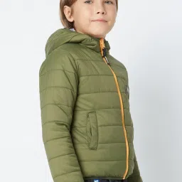 GAS Kids Green Quilted Full Sleeves Reversible Jacket image 4