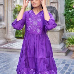 PEACH PIPER Embroidered Fit & Flare Dress-image-72