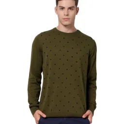 celio celio* Dark Olive Printed Sweater image 1