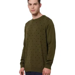 celio celio* Dark Olive Printed Sweater image 3