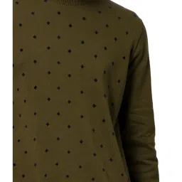 celio celio* Dark Olive Printed Sweater image 4