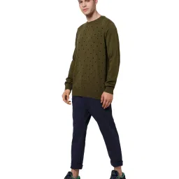 celio celio* Dark Olive Printed Sweater image 5