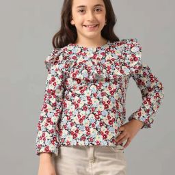 Under Fourteen Only Kids Maroon Cotton Printed Full Sleeves Top-picture-11