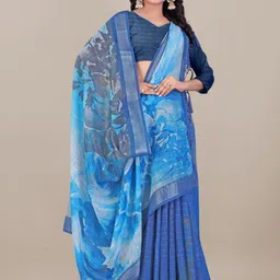 PAYAL CREATION Floral Printed Zari Saree With Blouse Piece-picture-19