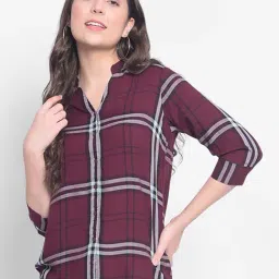 Crimsoune Club Maroon Checks Shirt-image-65