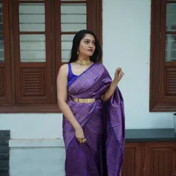 KALINI Blue & Gold-Toned Woven Design Kanjeevaram Saree-picture-28