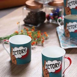 Goodhomes Teal Blue Bone China Coffee Mugs (350 ml) - Set of 4-picture-39