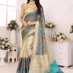 KALINI Floral Printed Leheriya Saree-image-32