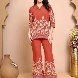 Claura Women Floral Printed Shirt With Trouser image 1