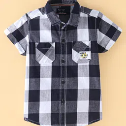 Ruff Twill Woven Half Sleeves Checks  Shirt - Navy Blue-picture-23