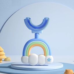 fab n funky Soft Silicone Rainbow Shaped BPA-Free Baby Teether - Blue-picture-45