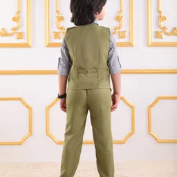 Mark & Mia Full Sleeves Striped 3 Piece Party Suit with Bow - Multicolour image 2