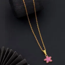 SZN Elegant Set Of 2 Gold-Plated Star Shaped Enamelled Pendants With Chains image 2
