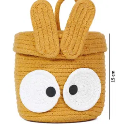 FABINALIV Mustard Cartoon Design Cotton Multi Purpose Organiser with Lid image 3