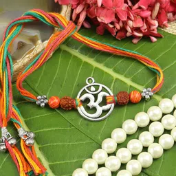 Asthetika Om Charm Rudraksha Thread Rakhi With Roli Chawal-picture-23