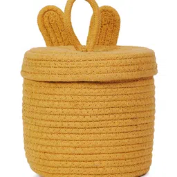 FABINALIV Mustard Cartoon Design Cotton Multi Purpose Organiser with Lid image 4