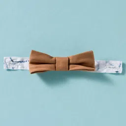 ToffyHouse Poplin Woven Full Sleeves Printed Party Shirt & Trouser Set With Bow & Suspender - Tan image 4