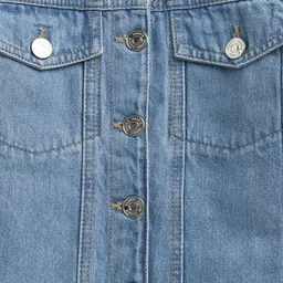 Barbie by Tiny Girl 100% Cotton Woven Full Sleeves Back Text Embroidered Jacket - Light Blue image 5