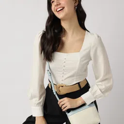 Fastrack Women Textured Baguette Applique Sling Bag image 1