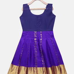 Kanakadara Girls Pink  & Blue Ready to Wear Pavadai Set image 3