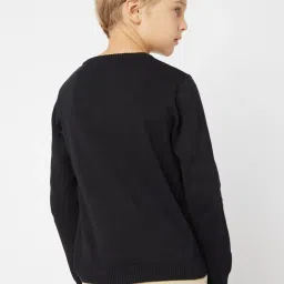GAS Kids Black & White Cotton Embroidered Full Sleeves Sweater image 2