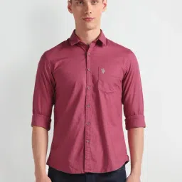 U.S. Polo Assn. Dark Pink Slim Fit Cotton Shirt-picture-37
