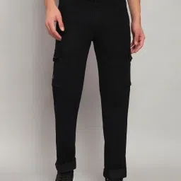 Cantabil Black Regular Fit Solid Cargos image 1