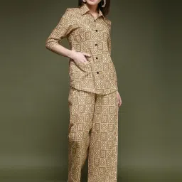 SELVIA Brown & Beige Printed Co-Ord Set image 1