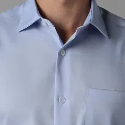 Louis Philippe Permapress Blue Cotton Regular Fit Shirt image 4