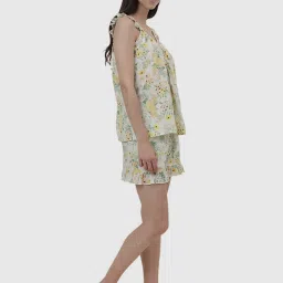 Fabindia Yellow Cotton Printed Top Shorts Set image 4