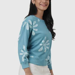 Fabindia Turquoise Cotton Printed Sweatshirt image 4
