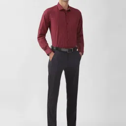 Peter England Maroon Slim Fit Checks Shirt image 4