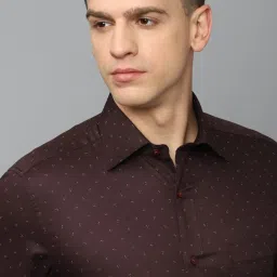 Louis Philippe Maroon Cotton Regular Fit Printed Shirt image 4