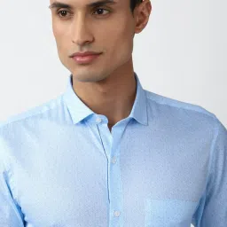 Peter England Blue Cotton Slim Fit Printed Shirt image 4