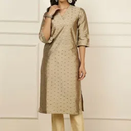 Jaipur Kurti Beige Printed Straight Kurta image 1