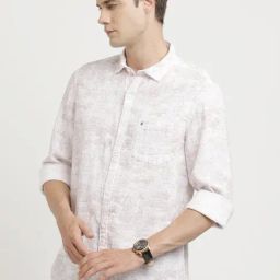 Turtle Beige Cotton Slim Fit Printed Shirt-picture-49
