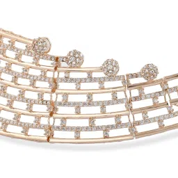 Zaveri Pearls Rose Gold Dazzling Cubic Zirconia Bling Choker Necklace & Earring Set-ZPFK15414 image 4