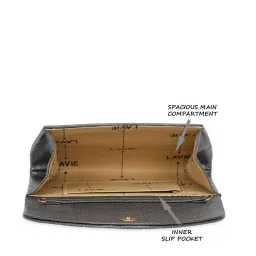 Lavie Charmy Grey Solid Envelope Clutch image 4