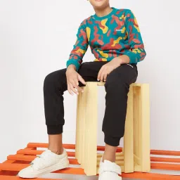 GAS Kids Blue & Yellow Printed Full Sleeves Sweatshirt image 5