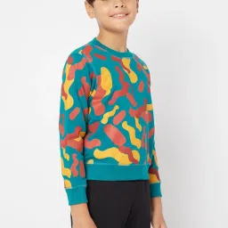 GAS Kids Blue & Yellow Printed Full Sleeves Sweatshirt image 4