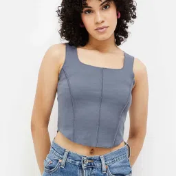 Ginger by Lifestyle Grey Regular Fit Crop Top image 1