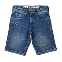 Pepe Jeans Kids Blue Cotton Slim Fit Shorts image 1